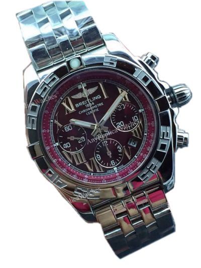 Swiss Replica Breitling Chronomat Watch Steel band Brown dial